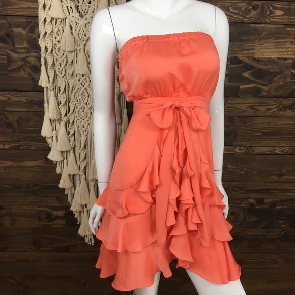 Rebecca Taylor Dresses & Skirts - Rebecca Taylor | Cha Cha Ruffle Tie Front Coral